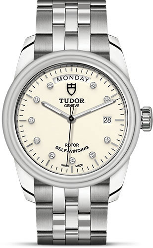 Tudor Glamour Date + Day Watch - 39 mm Steel Case - Diamond Dial