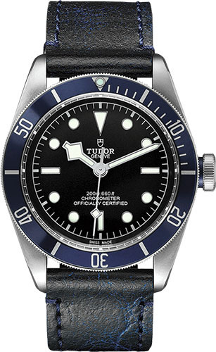 Tudor Black Bay Watch - 41 mm Steel Case - Blue Bezel - Blue Aged Leather Strap