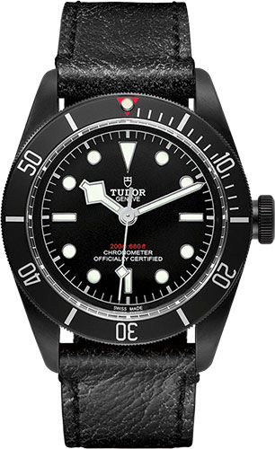 Tudor Black Bay Dark Watch - 41 mm Black PVD Steel Case - Black Aged Leather Strap