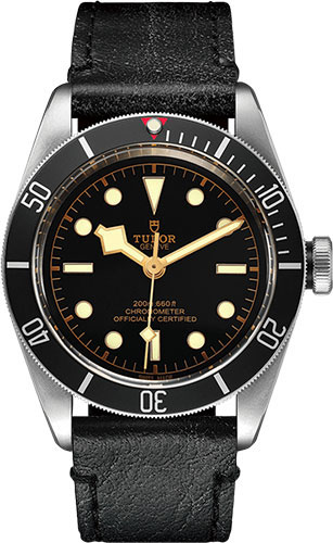 Tudor Black Bay Watch - 41 mm Steel Case - Black Bezel - Aged Black Leather Strap