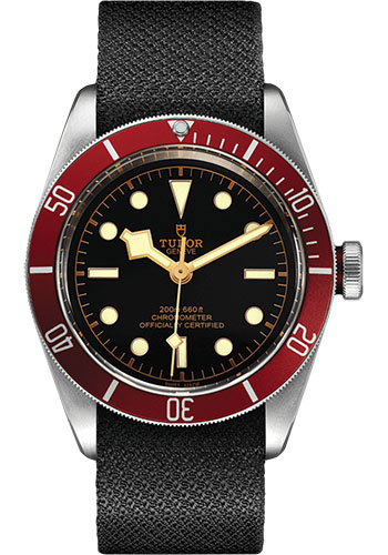 Tudor Black Bay Watch - 41mm Steel Case - Burgundy Bezel - Black Dial - Black Fabric Strap