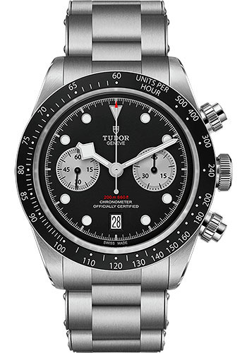Tudor Black Bay Chrono Watch - 41 mm Steel Case - Black and Silver Dial - Bracelet