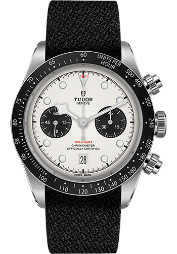 Tudor Black Bay Chrono Watch - 41mm Steel Case - Black Bezel - Opaline Dial - Black Fabric Strap