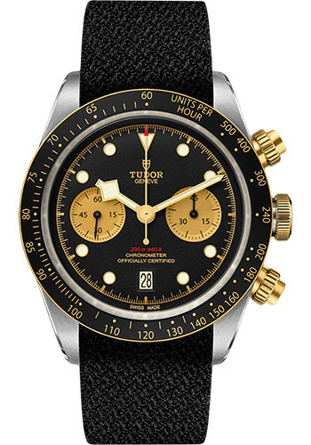 Tudor Black Bay Chrono Steel and Gold Watch - 41mm Steel and Gold Case - Black Fabric Strap