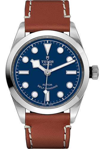 Tudor Black Bay 36 Watch - 36mm Steel Case - Blue Dial - Brown Leather Strap