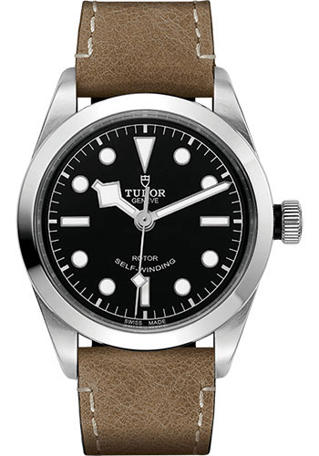 Tudor Black Bay 36 Watch - 36mm Steel Case - Black Dial - Beige Aged Leather Strap