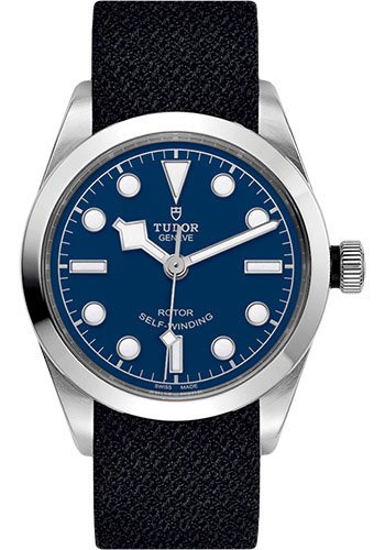 Tudor Black Bay 36 Watch - 36mm Steel Case - Blue Dial - Black Fabric Strap