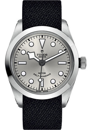 Tudor Black Bay 36 Watch - 36mm Steel Case - Silver Dial - Black Fabric Strap