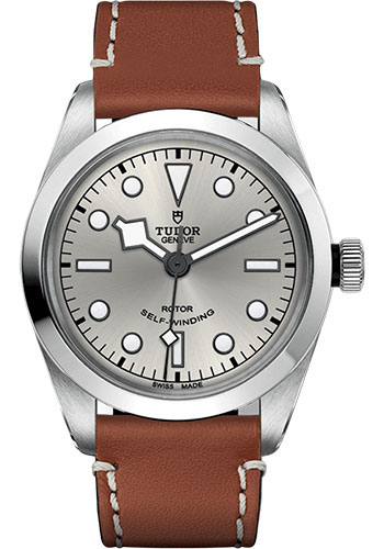 Tudor Black Bay 36 Watch - 36mm Steel Case - Silver Dial - Brown Leather Strap