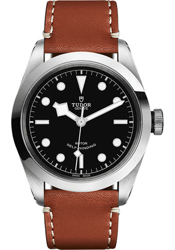 Tudor Black Bay 41 Watch - 41mm Steel Case - Black Dial - Brown Leather Strap