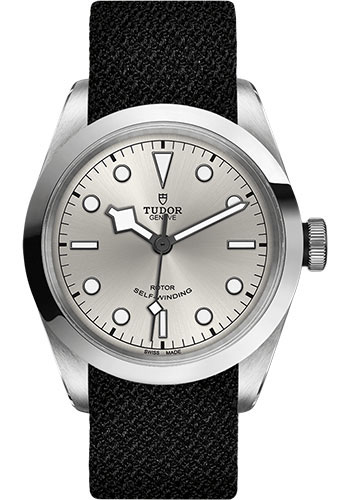 Tudor Black Bay 41 Watch - 41mm Steel Case - Silver Dial - Black Fabric Strap