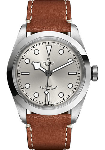 Tudor Black Bay 41 Watch - 41mm Steel Case - Silver Dial - Brown Leather Strap