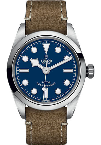 Tudor Black Bay 32 Watch - 32mm Steel Case - Blue Dial - Beige Aged Leather Strap