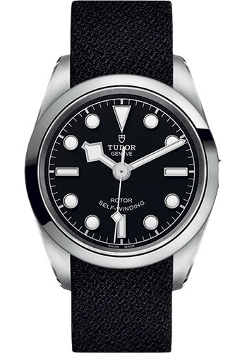 Tudor Black Bay 32 Watch - 32mm Steel Case - Black Dial - Black Fabric Strap