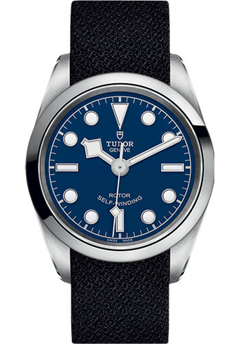Tudor Black Bay 32 Watch - 32mm Steel Case - Blue Dial - Black Fabric Strap