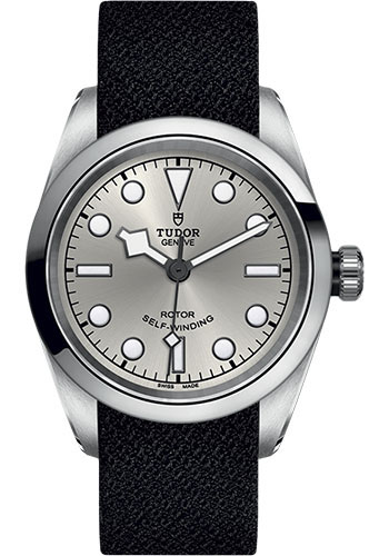 Tudor Black Bay 32 Watch - 32mm Steel Case - Silver Dial - Black Fabric Strap