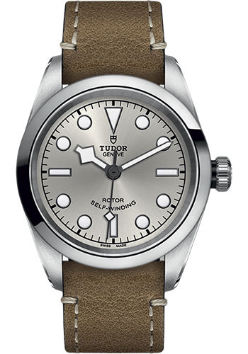 Tudor Black Bay 32 Watch - 32mm Steel Case - Silver Dial - Beige Aged Leather Strap