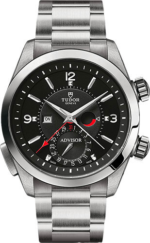 Tudor Heritage Advisor Watch - 42 mm Titanium And Steel Case - Smooth Bezel - Black Dial - Bracelet