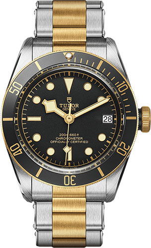 Tudor Heritage Black Bay Steel and Gold Watch - 41 mm Steel and Gold Case - Rotating Bezel - Black Dial