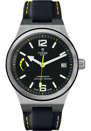 Tudor North Flag Watch - Black Leather Strap