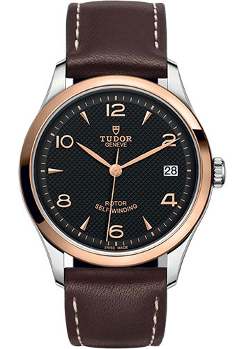 Tudor 1926 Watch - 36mm Steel and Gold Case - Black Dial - Brown Leather Strap
