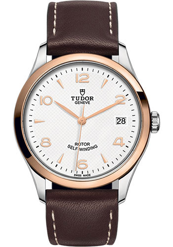 Tudor 1926 Watch - 36mm Steel and Gold Case - White Dial - Brown Leather Strap
