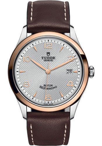 Tudor 1926 Watch - 39mm Steel and Gold Case - Silver Dial - Brown Leather Strap