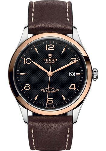 Tudor 1926 Watch - 39mm Steel and Gold Case - Black Dial - Brown Leather Strap
