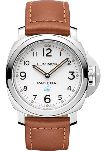 Panerai Luminor Base Logo - 44mm - Brushed Steel - Black Dial - Gold Calf Monte Carlo Strap