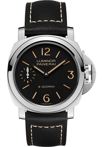 Panerai Luminor Base - 44mm - Polished Steel - Black Dial - Black Calf Ponte Vecchio Strap