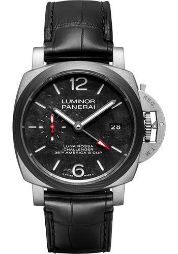 Panerai Luminor Luna Rossa GMT - 42mm - Sand-Blasted Titanium - Panerai Scafotech™ Black Dial