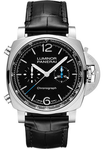 Panerai Luminor Chrono - 44mm Brushed Steel Case - Black Dial