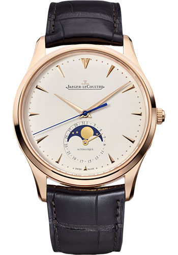 Jaeger-LeCoultre Master Ultra Thin Moon 39 Watch - 39 mm Thick Pink Gold Case - Beige Dial - Brown Alligator Strap