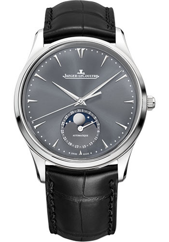 Jaeger-LeCoultre Master Ultra Thin Moon Watch - 39 mm White Gold Case - Grey Dial - Black Alligator Strap