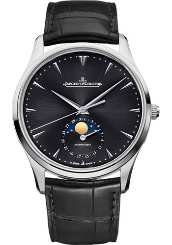 Jaeger-LeCoultre Master Ultra Thin Moon Watch - 39 mm Stainless Steel Case - Black Dial - Black Alligator Strap