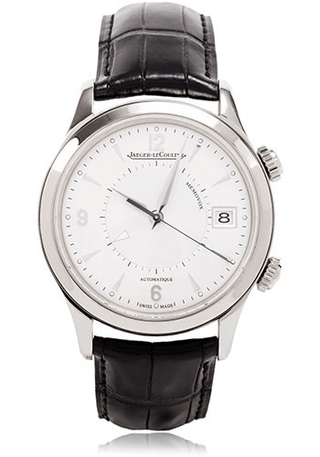 Jaeger-LeCoultre Master Memovox Watch - 40 mm Thick Stainless Steel Case - Silvered Dial - Black Alligator Strap
