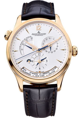 Jaeger-LeCoultre Master Geographic Watch - 39 mm Pink Gold Case - Silver Dial - Black Alligator Strap
