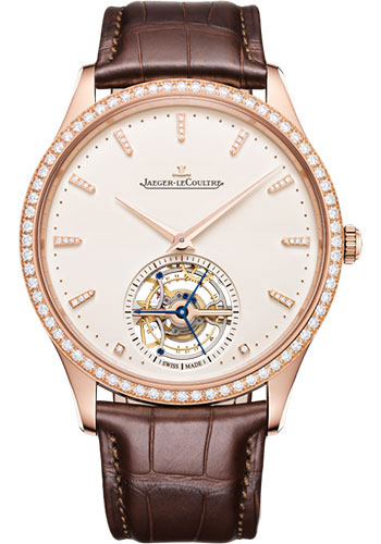 Jaeger-LeCoultre Master Ultra Thin Tourbillon - Pink Gold Case - Diamond Bezel - Eggshell Beige Dial