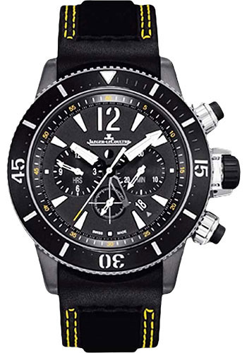 Jaeger-LeCoultre Master Compressor Diving Chronograph GMT Navy SEALs Limited Edition Watch - 46.3 mm Titanium Case - Diving Bezel - Black Dial - Calfskin Strap