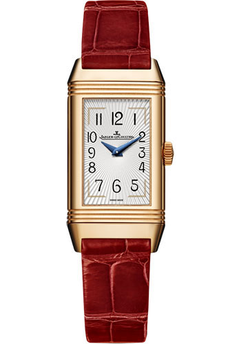 Jaeger-LeCoultre Reverso One Duetto Moon Watch - 40.1 mm Pink Gold Case - Silvered Dial - Red Leather Strap