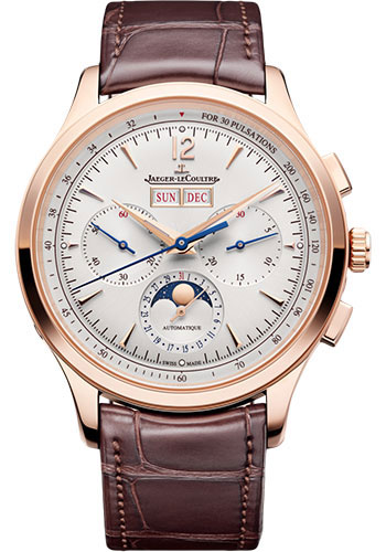 Jaeger-LeCoultre Master Control Chronograph Calendar - Pink Gold Case - Silvered Grey Dial - Brown Strap
