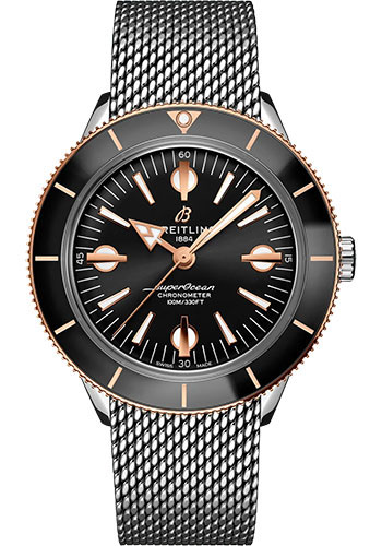 Breitling Superocean Heritage '57 Watch - Steel and 18K Red Gold - Black Dial - Metal Bracelet