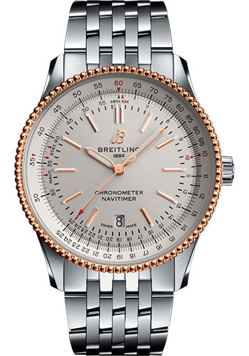 Breitling Navitimer Automatic 41 Watch - Steel & Red Gold - Silver Dial - Steel Bracelet