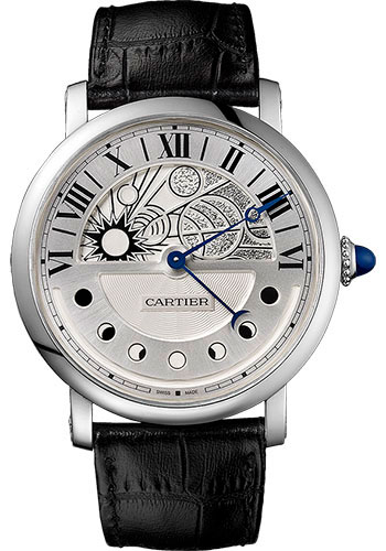 Cartier Rotonde de Cartier Day Night Retrograde Moon Phases Watch - 43.5 mm White Gold Case