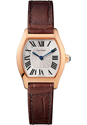 Cartier Tortue Watch - 30 mm Pink Gold Case - Brown Alligator Strap