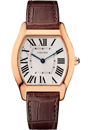 Cartier Tortue Watch - 39 mm Pink Gold Case - Brown Alligator Strap