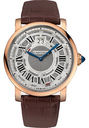 Cartier Rotonde de Cartier Annual Calendar Watch - 45 mm White Gold Case - Slate Dial - Brown Alligator Strap
