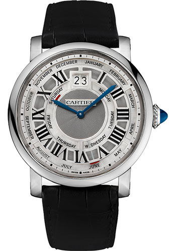 Cartier Rotonde de Cartier Annual Calendar Watch - 45 mm White Gold Case - Slate Dial - Black Alligator Strap