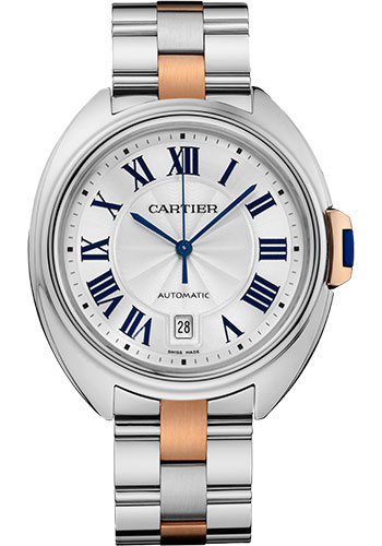 Cartier Clé De Cartier Watch - 40 mm Steel Case - Silvered Dial - Steel And Pink Gold Bracelet
