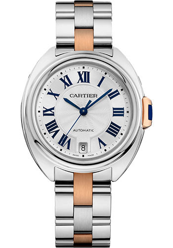 Cartier Clé De Cartier Watch - 35 mm Steel Case - Silvered Dial - Steel And Pink Gold Bracelet
